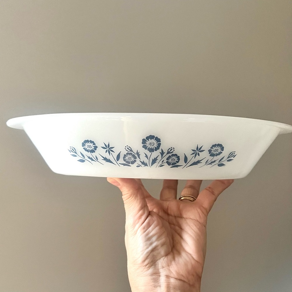 White Glasbake Cornflower separated dish 1965 pattern good condition no …